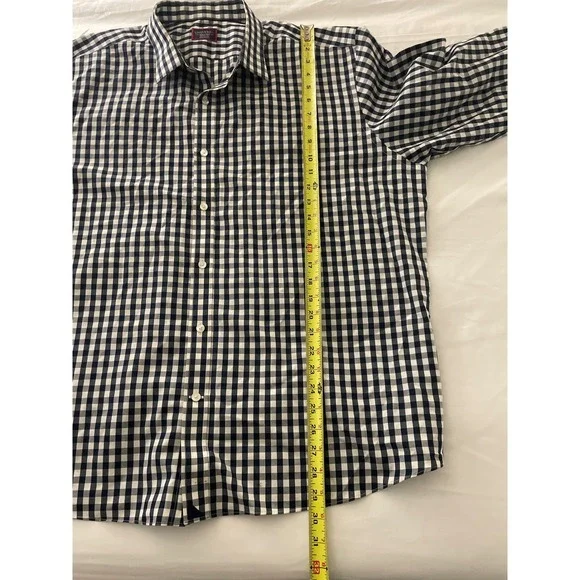 UNTUCKit Wrinkle‎ Free Navy White Gingham Check L/S Button Shirt XXX Large - Picture 5 of 7